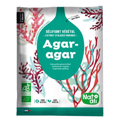 Gélifiant végétal - Extrait d'algues marines - Agar-agar BIO origine FRANCE - sachet 50g