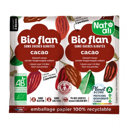 Préparation en poudre pour entremets cacao sans sucres ajoutés - sachet 2x5.5g