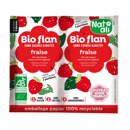 Préparation en poudre pour entremets saveur fraise sans sucres ajoutés - sachet 2x4g