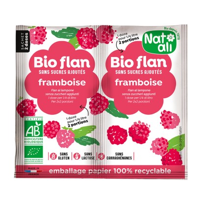 Préparation en poudre pour entremets saveur framboise sans sucres ajoutés - sachet 2x4g