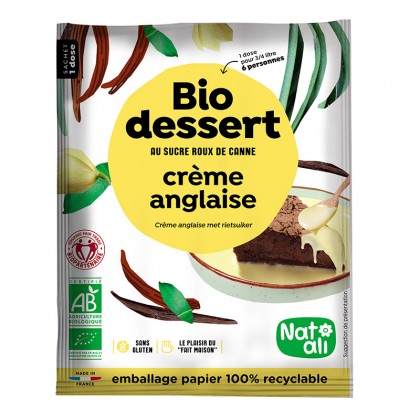 Préparation en poudre BIO au sucre de canne pour crème anglaise - sachet 60g