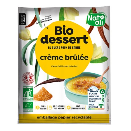 Préparation en poudre BIO au sucre de canne pour crème brûlée - sachet 80g 