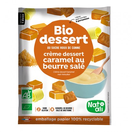 Préparation en poudre BIO au sucre de canne pour crème caramel au beurre salé - sachet 60g 